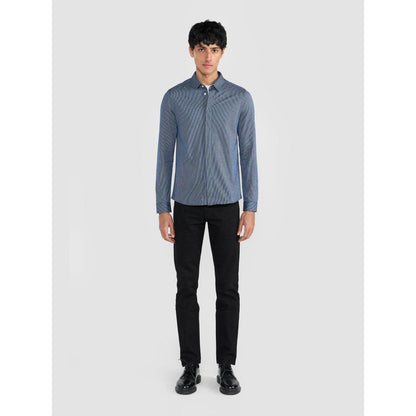 Perona Navy Blue Emilio Cotton Blend Solid Shirt
