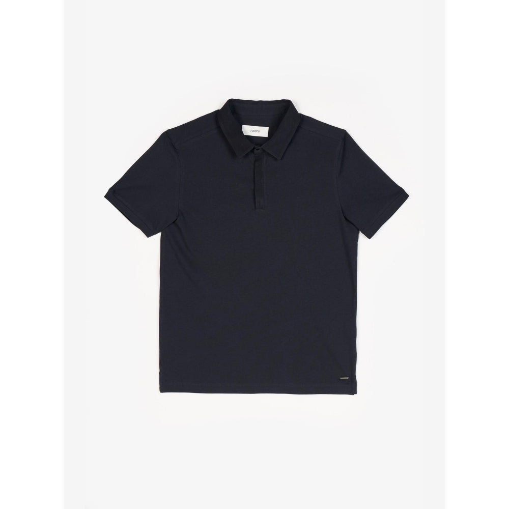 Perona Navy Blue Ethan Pure Cotton Collar Neck Solid/Plain Polo T-Shirt