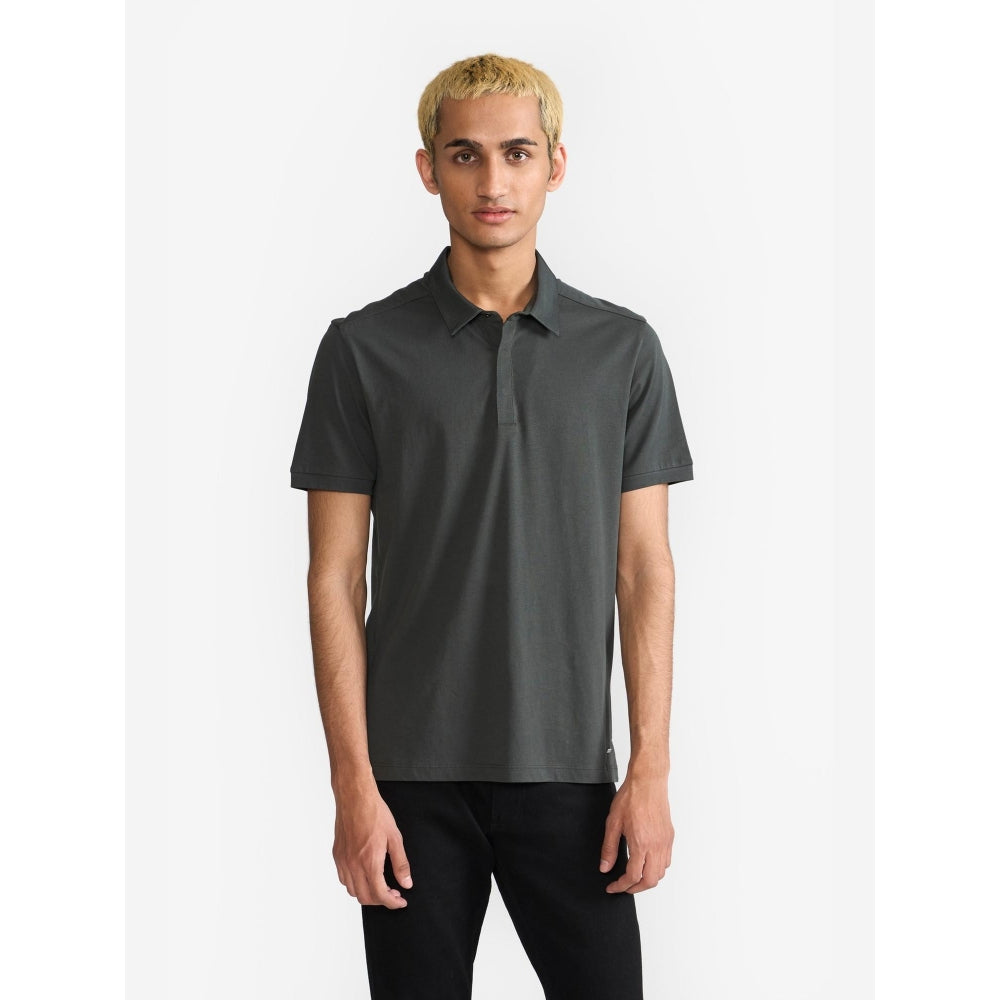 Perona Olive Ethan Pure Cotton Collar Neck Solid/Plain Polo T-Shirt