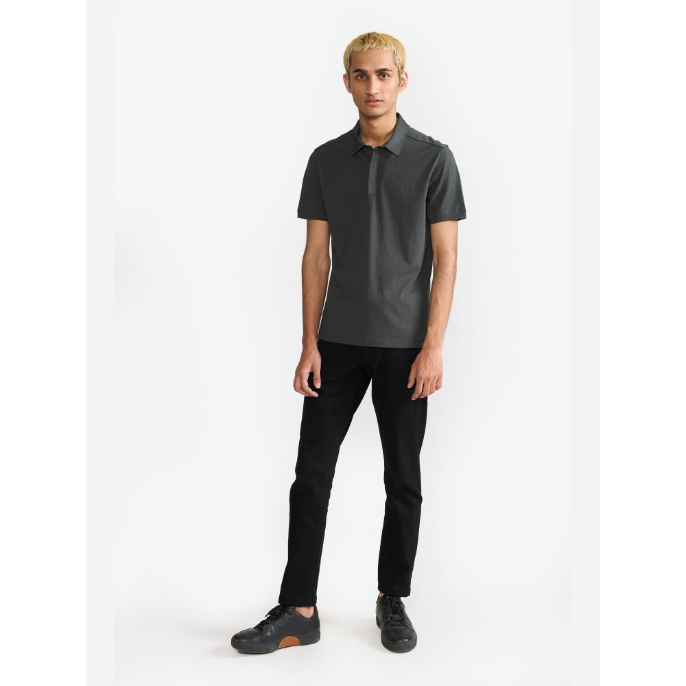 Perona Olive Ethan Pure Cotton Collar Neck Solid/Plain Polo T-Shirt