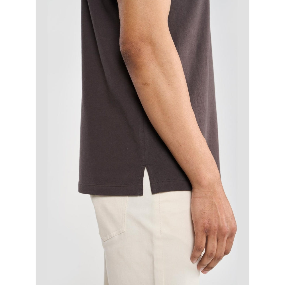 Perona Brown Ethan Pure Cotton Collar Neck Solid/Plain Polo T-Shirt