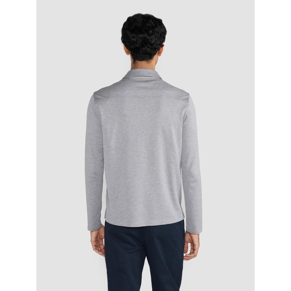 Perona Grey Tatsuko Pure Cotton Collar Neck Solid/Plain Polo T-Shirt