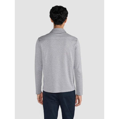 Perona Grey Tatsuko Pure Cotton Collar Neck Solid/Plain Polo T-Shirt