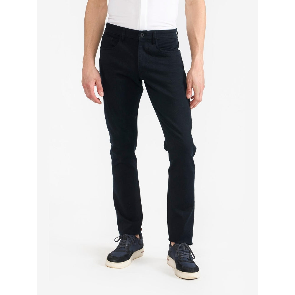 Perona Hakimi Navy Blue Solid Mid Waist Pant