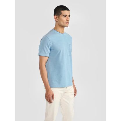 Perona Blue Kairo Cotton Crew Neck Solid/Plain T-Shirt