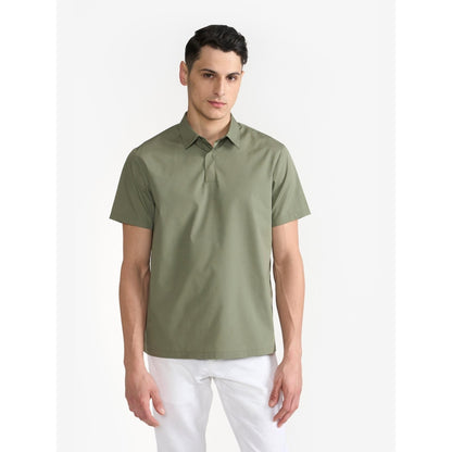 Perona Olive Lane Cotton Collar Neck Solid/Plain Polo T-Shirt