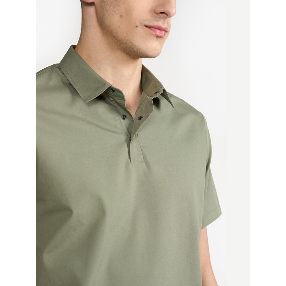 Perona Olive Lane Cotton Collar Neck Solid/Plain Polo T-Shirt