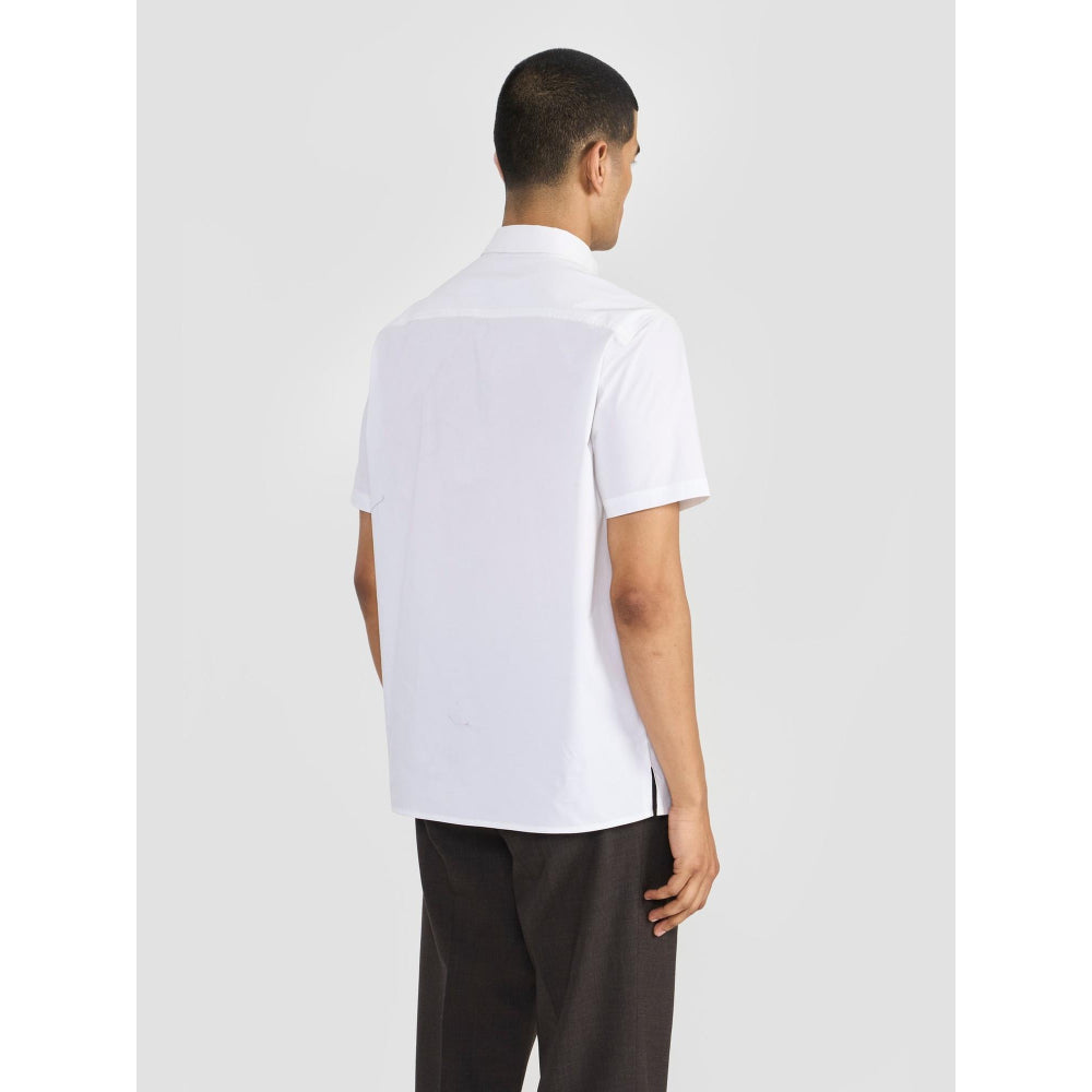 Perona White Lane Cotton Collar Neck Solid/Plain Polo T-Shirt