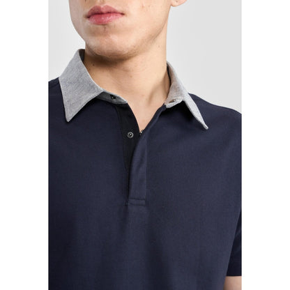 Perona Navy Blue Lorenzo Pure Cotton Collar Neck Solid/Plain Polo T-Shirt