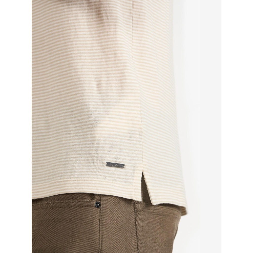 Perona Beige Manuel Cotton Collar Neck Solid/Plain Polo T-Shirt