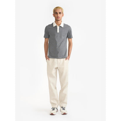 Perona Black Manuel Cotton Blend Collar Neck Solid/Plain Polo T-Shirt