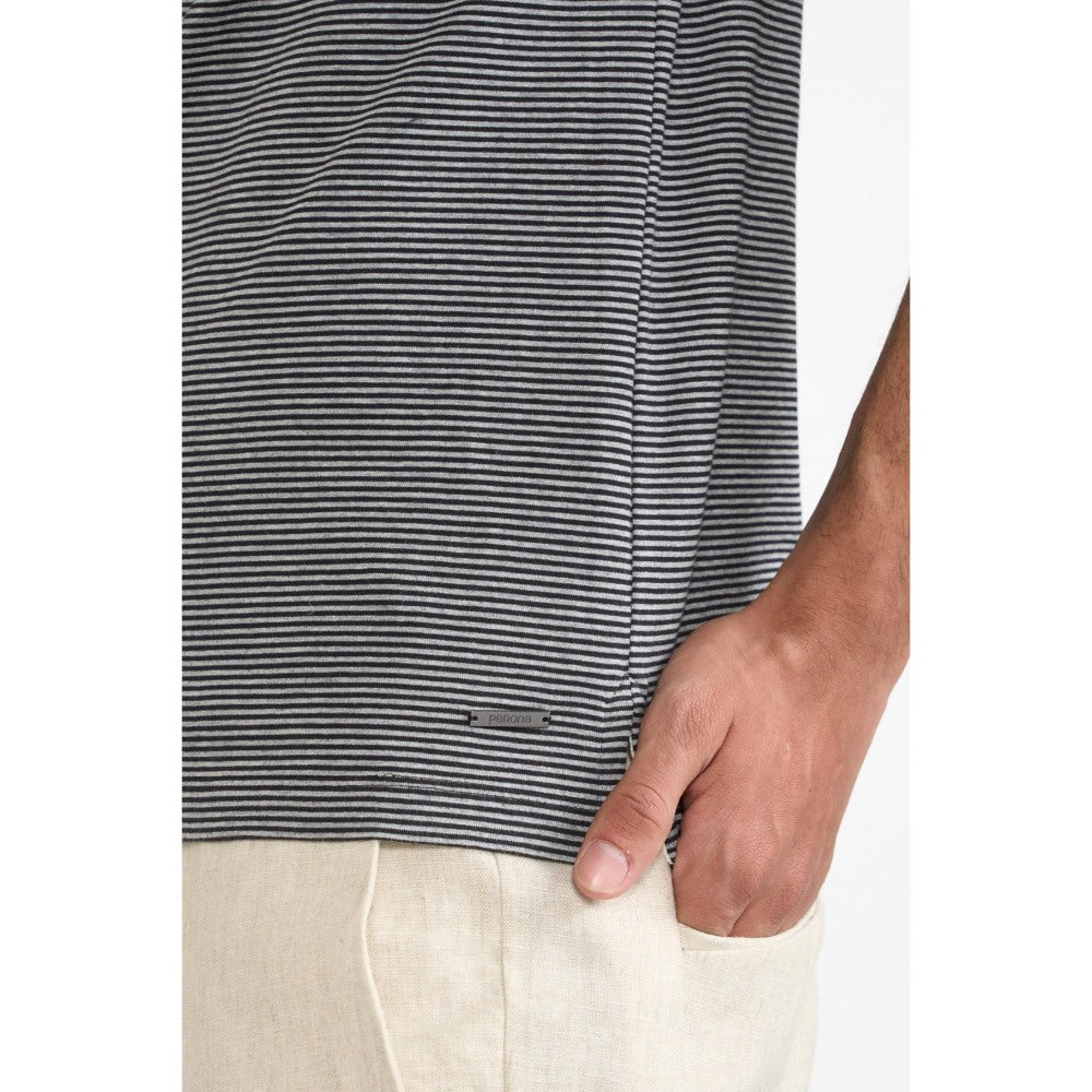 Perona Black Manuel Cotton Blend Collar Neck Solid/Plain Polo T-Shirt