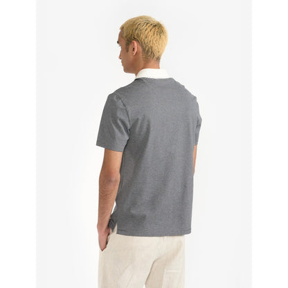 Perona Black Manuel Cotton Blend Collar Neck Solid/Plain Polo T-Shirt
