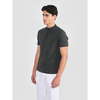 Perona Olive Sean Pure Cotton Mandarin Neck Solid/Plain T-Shirt