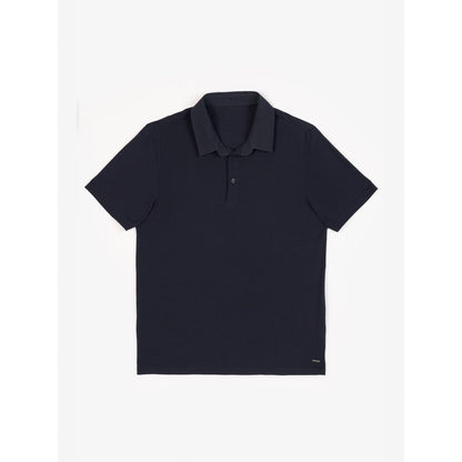 Perona Navy Blue Victor Pure Cotton Collar Neck Solid/Plain Polo T-Shirt