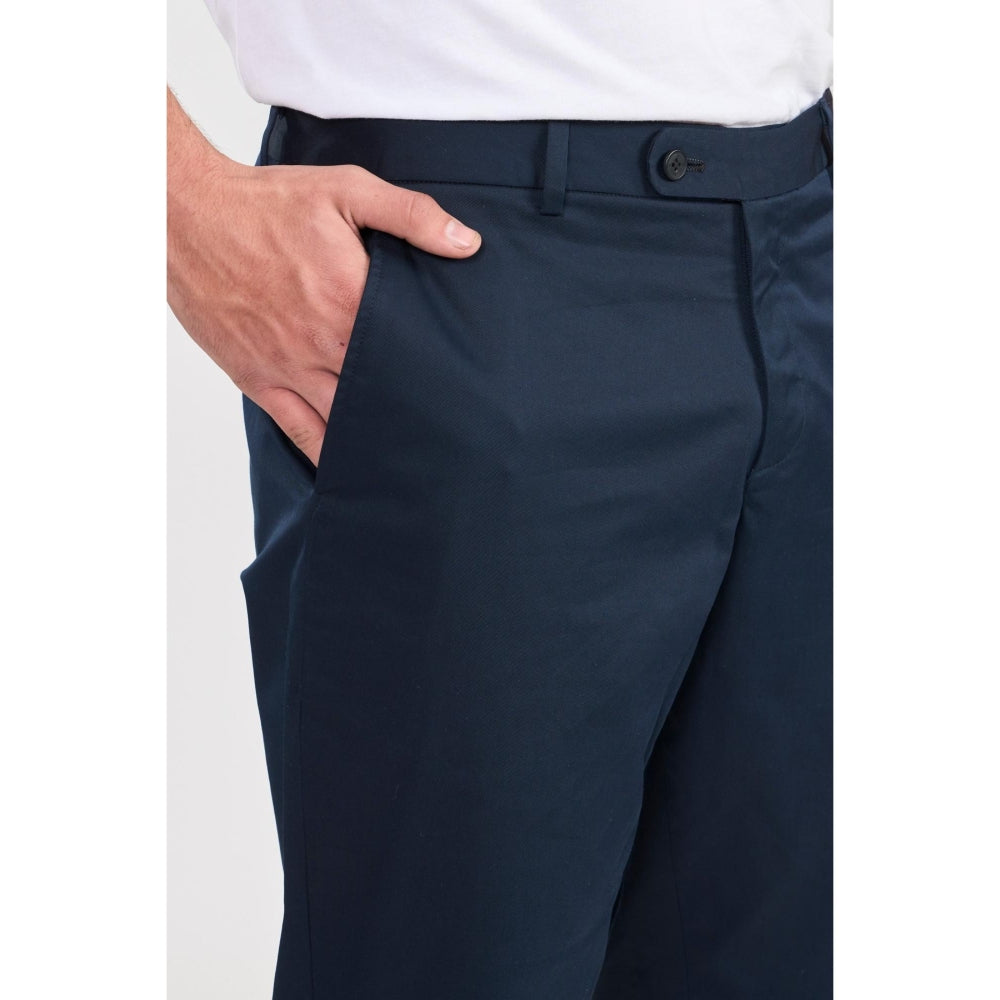 Perona Arnold Navy Blue Mid Waist Pants