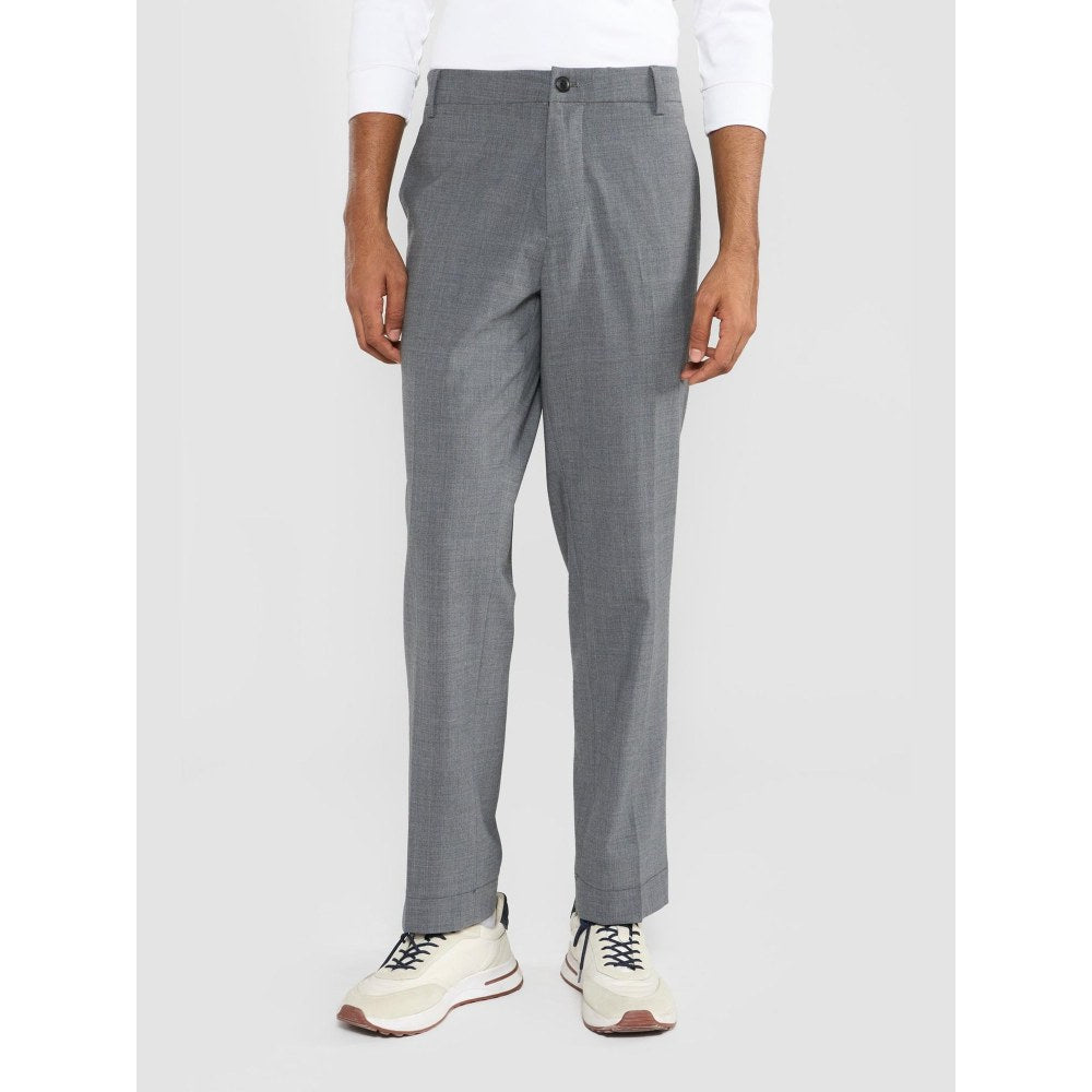 Perona Joseph Grey Textured Tailored Fit Pant