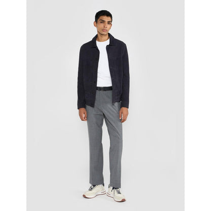 Perona Joseph Grey Textured Tailored Fit Pant