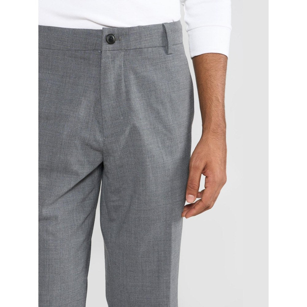 Perona Joseph Grey Textured Tailored Fit Pant