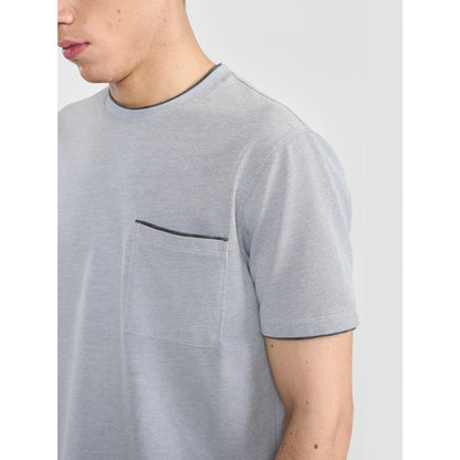 Perona Grey Kairo Cotton Blend Crew Neck Solid/Plain T-Shirt
