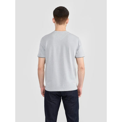 Perona Grey Kairo Cotton Blend Crew Neck Solid/Plain T-Shirt