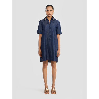 Perona Bellamy Navy Blue A Line Dress