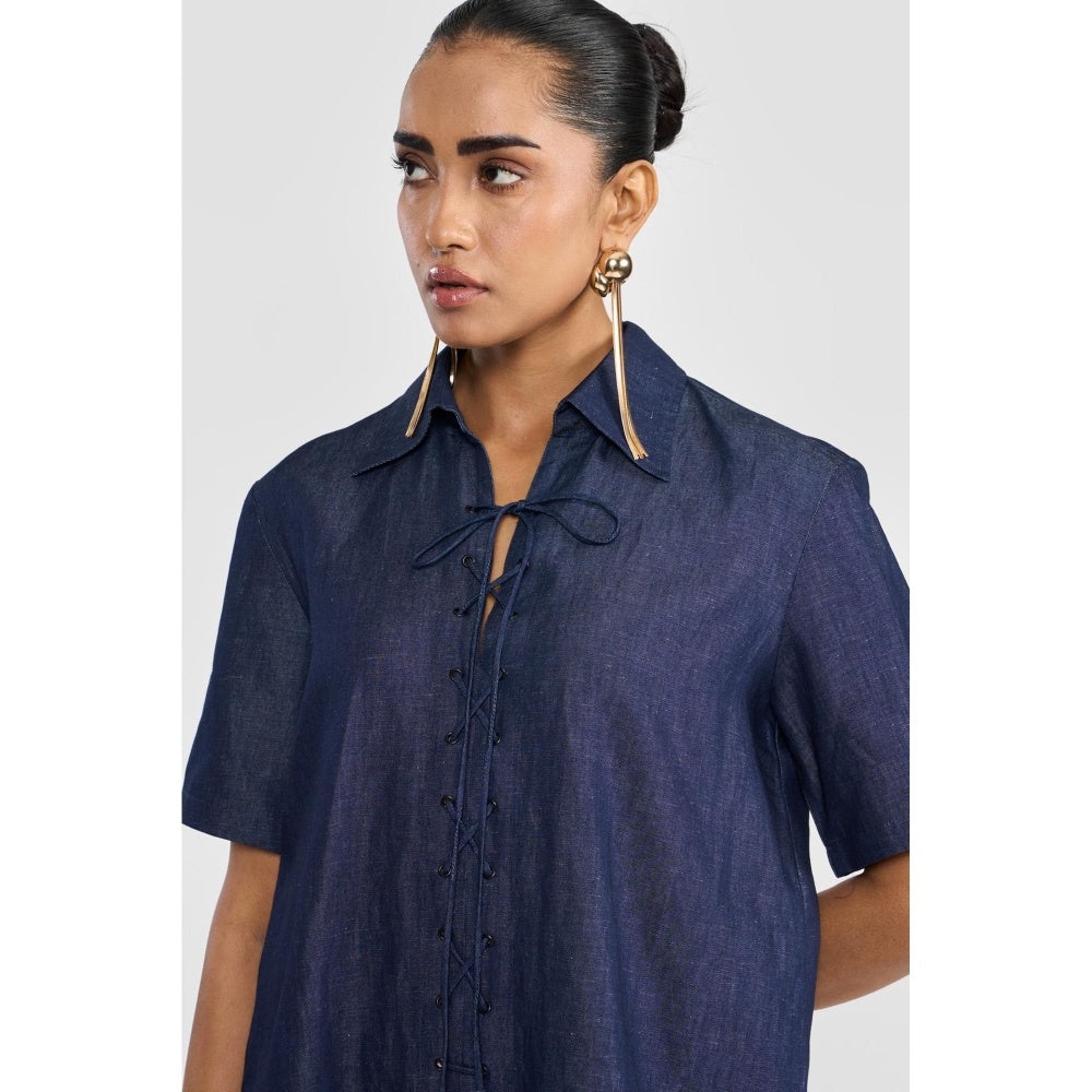 Perona Bellamy Navy Blue A Line Dress