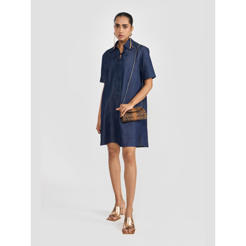 Perona Bellamy Navy Blue A Line Dress