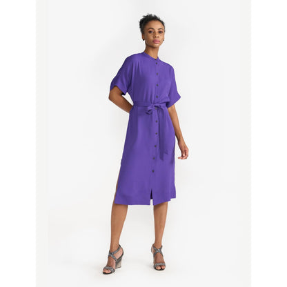Perona Annie Purple Round Neck A Line Dress