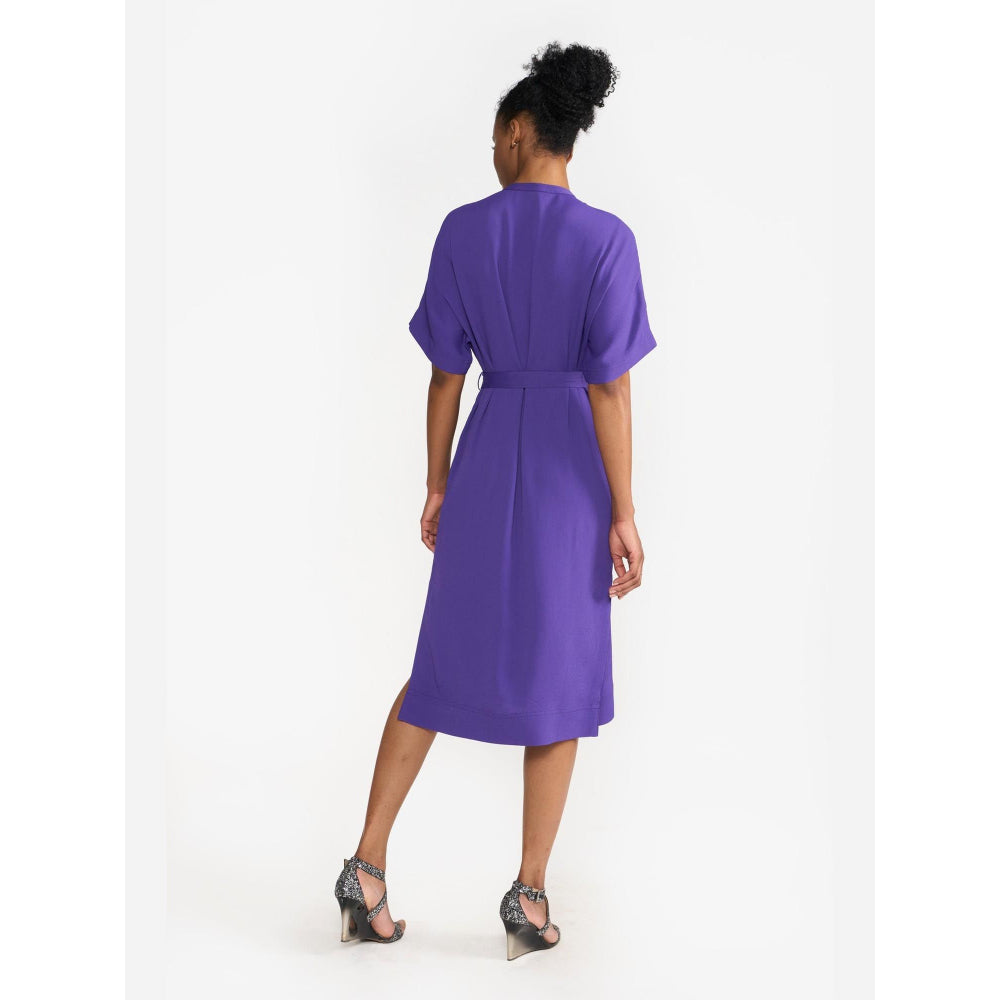 Perona Annie Purple Round Neck A Line Dress