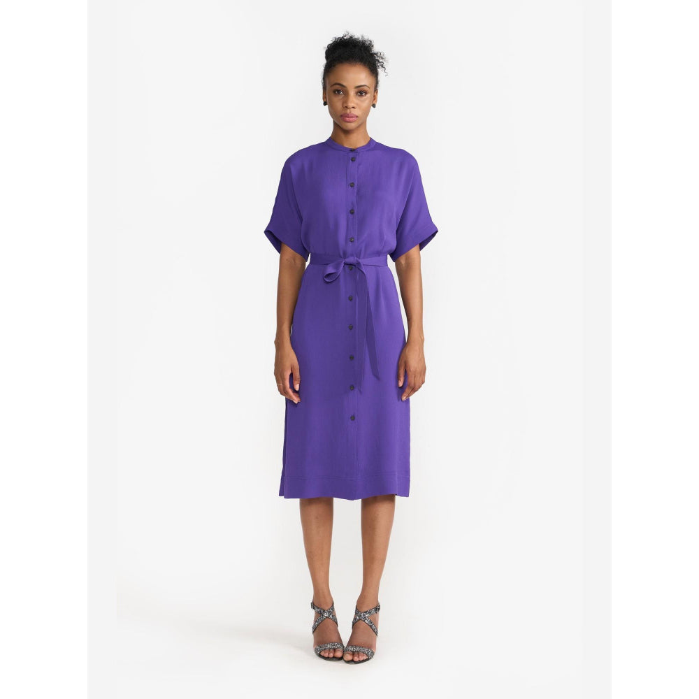 Perona Annie Purple Round Neck A Line Dress