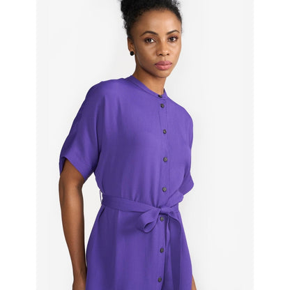 Perona Annie Purple Round Neck A Line Dress