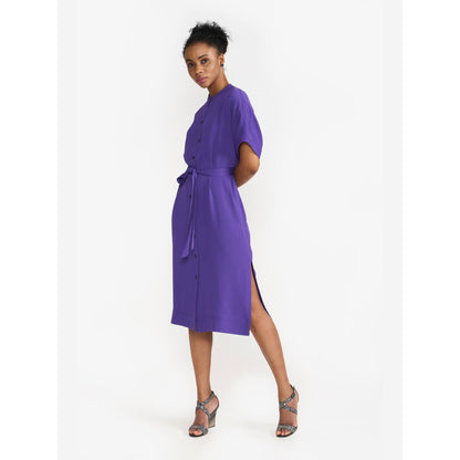 Perona Annie Purple Round Neck A Line Dress