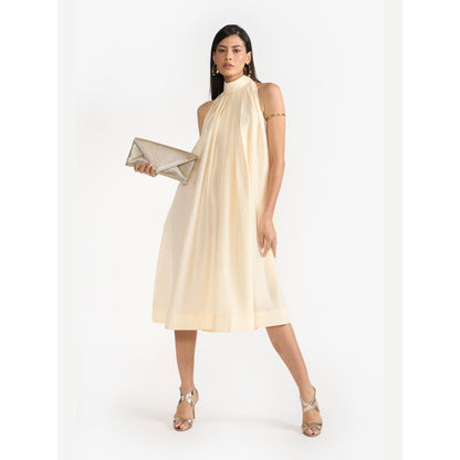 Perona Scarlett Beige Halter Neck A Line Dress