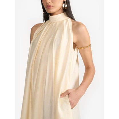 Perona Scarlett Beige Halter Neck A Line Dress
