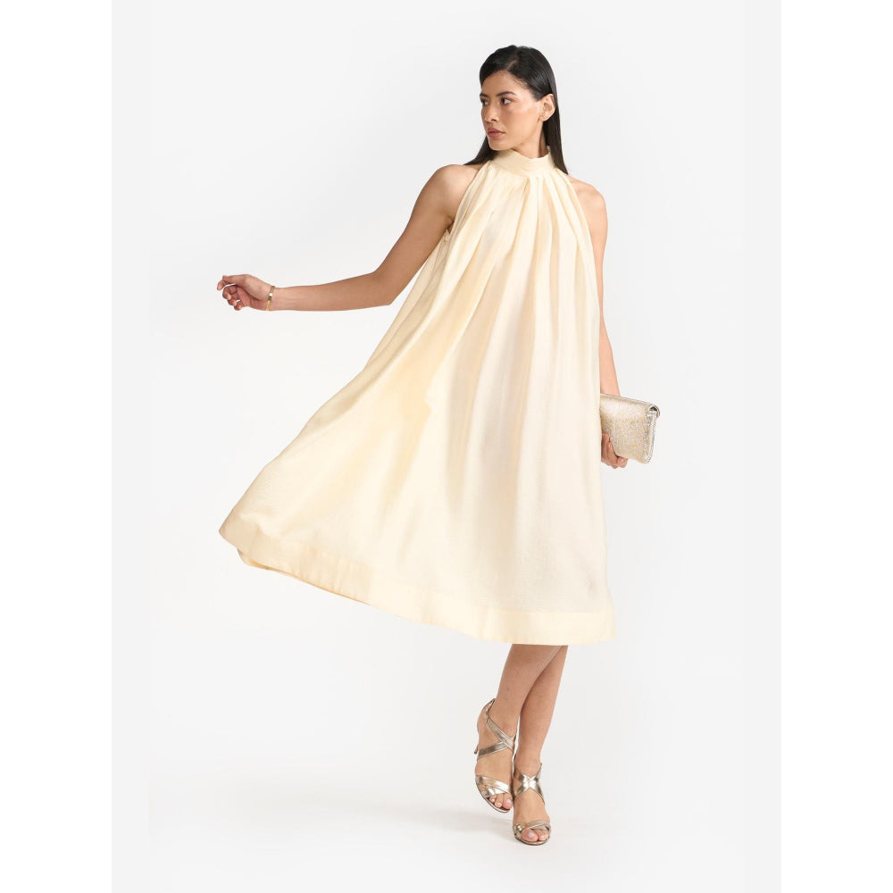Perona Scarlett Beige Halter Neck A Line Dress