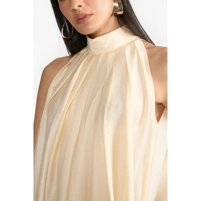 Perona Scarlett Beige Halter Neck A Line Dress