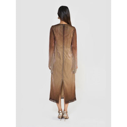 Perona Naruko Brown V-Neck A Line Dress