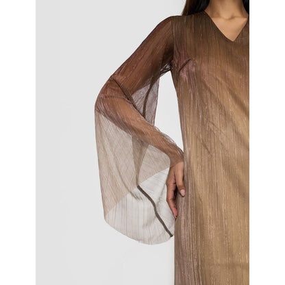 Perona Naruko Brown V-Neck A Line Dress