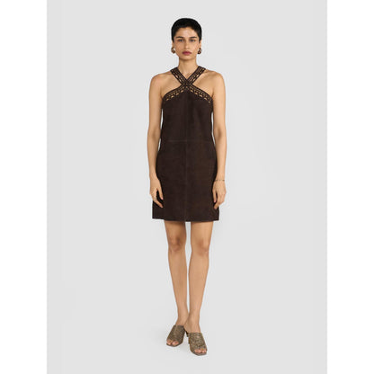 Perona Ethel Brown Sleeveless Bodycon Dress