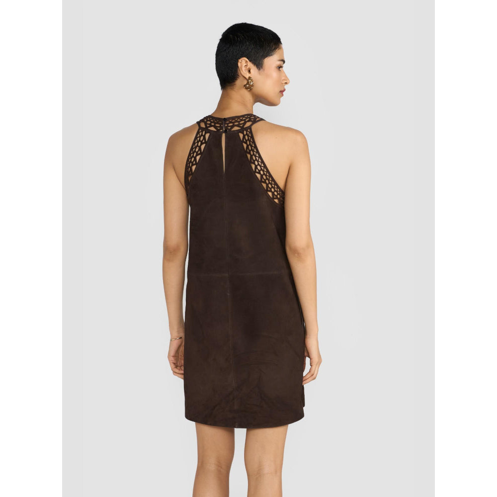 Perona Ethel Brown Sleeveless Bodycon Dress