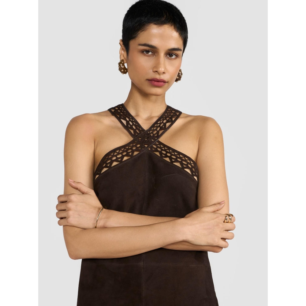Perona Ethel Brown Sleeveless Bodycon Dress