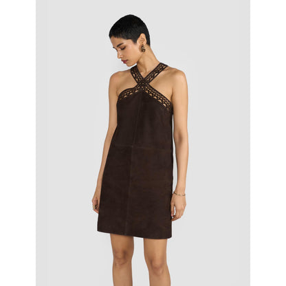 Perona Ethel Brown Sleeveless Bodycon Dress