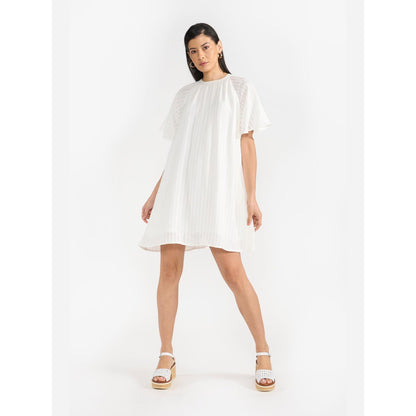 Perona Georgia White Bell Sleeves A Line Dress