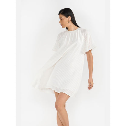 Perona Georgia White Bell Sleeves A Line Dress