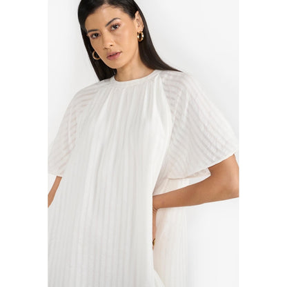 Perona Georgia White Bell Sleeves A Line Dress