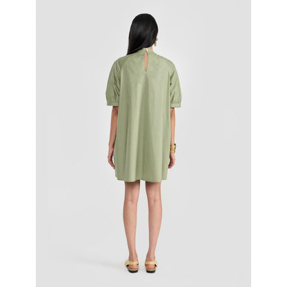 Perona Kiana Green Relaxed Fit A Line Dress