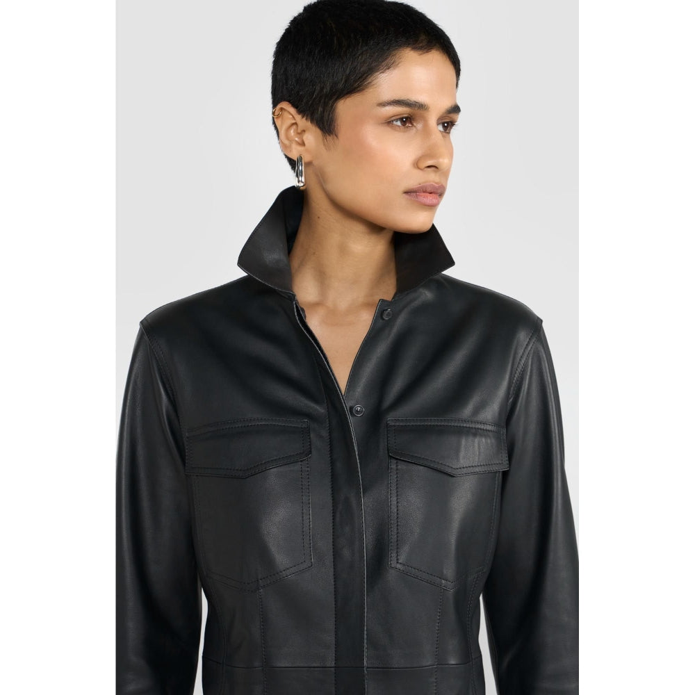 Perona Alicia Leather Shirt Dress