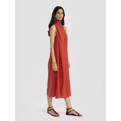 Perona Dayana Rust Sleeveless A Line Dress