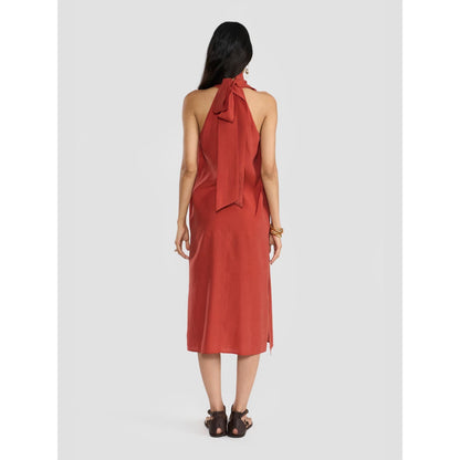 Perona Dayana Rust Sleeveless A Line Dress
